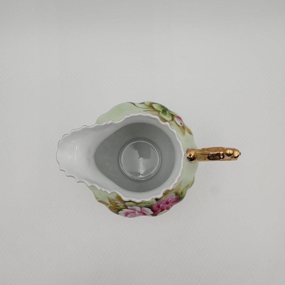 Vintage Lefton Rose Pitcher Hand Painted Green Porcelain Gold Trim 796 - Picture 5 of 16